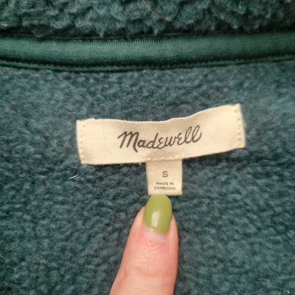 Madewell Polartec Fleece Half Zip Jacket Pullover Sweatshirt Green Size Small - Picture 2 of 6